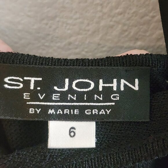 St John Evening Dress Womens 6 Black Halter Beaded Detail Wool Blend Made USA - Picture 11 of 16